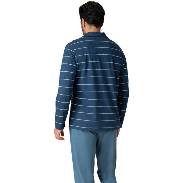 EMINENCE Pyjama Long Col T Homme Coton Bio Bleu Photo principale