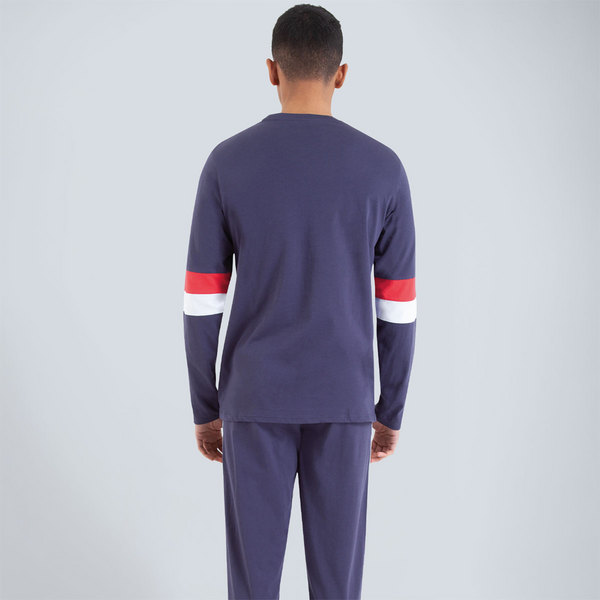 ATHENA Pyjama Long Col Rond Homme Homewear Bleu marine-Rouge Photo principale