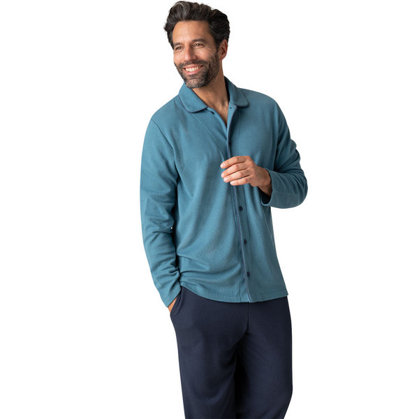 EMINENCE Pyjama Long Ouvert Homme Coton Modal Bleu marine Photo principale