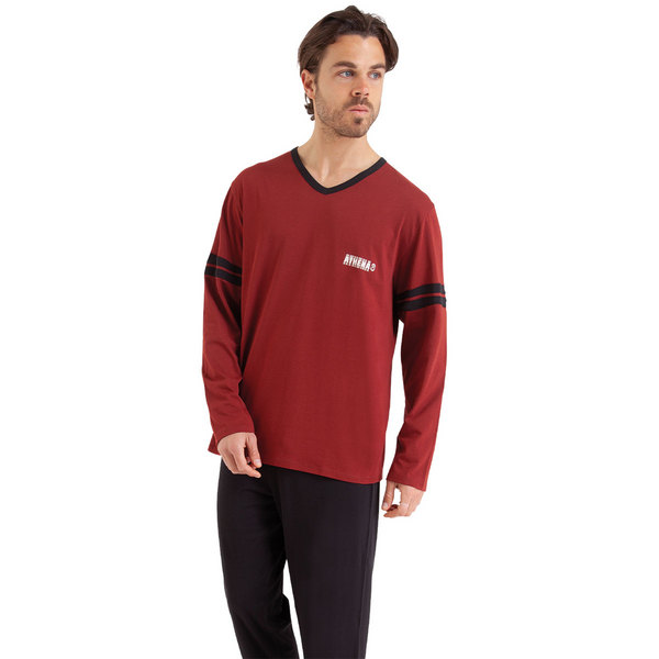 ATHENA Pyjama Long Homme Ecopack Rouge-Noir 1090643