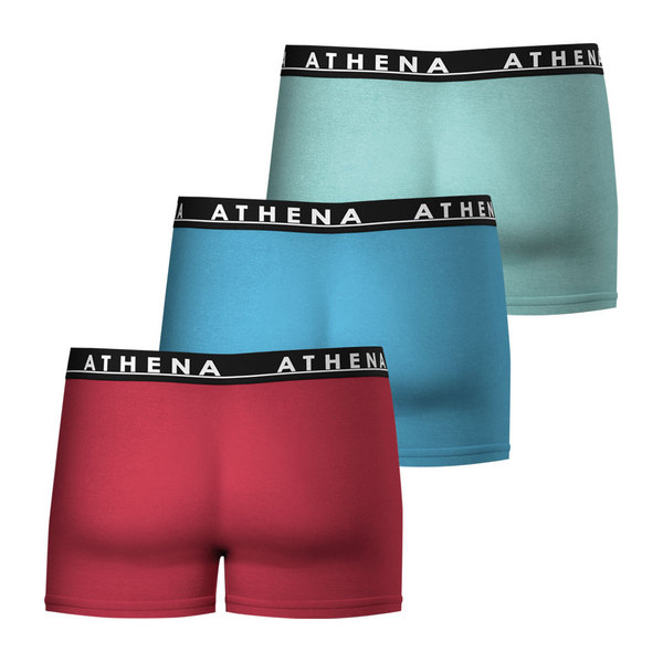 ATHENA Lot De 3 Boxers Homme Easy Color Rouge-Bleu Photo principale