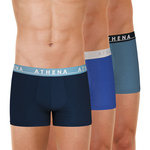 ATHENA Lot De 3 Boxers Homme Easy Color Bleu-Gris