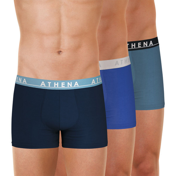 ATHENA Lot De 3 Boxers Homme Easy Color Bleu-Gris 1090726