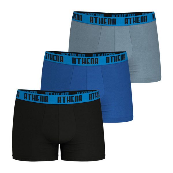 ATHENA Lot De 3 Boxers Homme Ecopack Noir-Bleu-Gris Photo principale