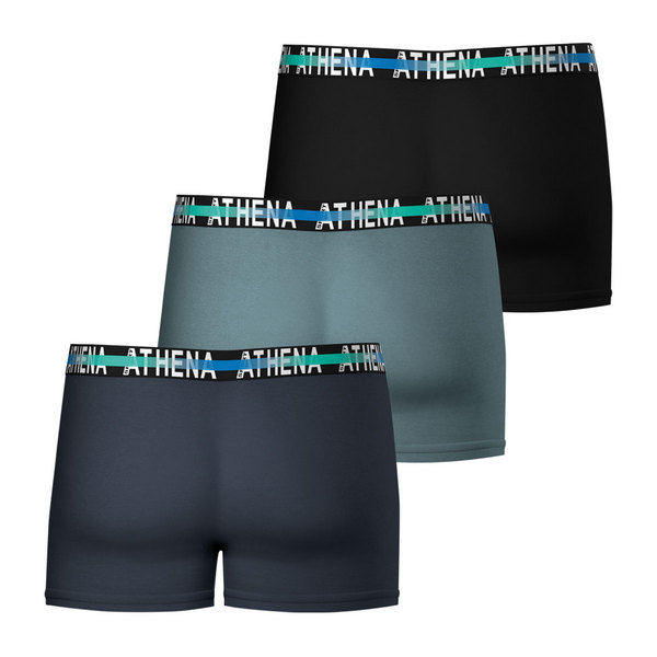 ATHENA Lot De 3 Boxers Homme Endurance 24h Bleu-Gris-Noir Photo principale