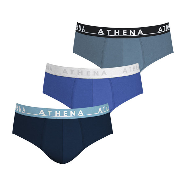 ATHENA Lot De 3 Slips Homme Easy Color Bleu-Gris Photo principale