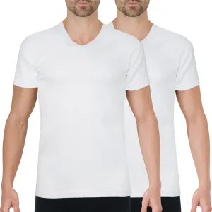 ATHENA Lot De 2 Tee-shirts Col V Homme Coton Bio Blanc