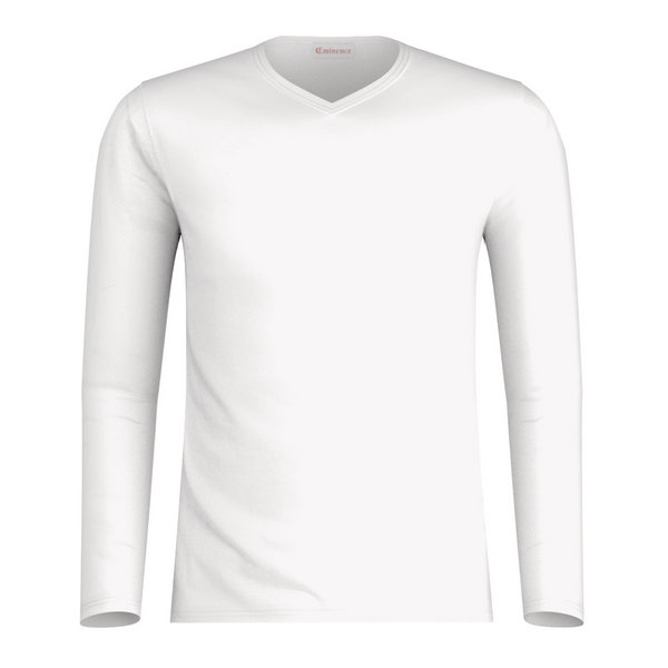 EMINENCE Tee-shirt Col V Manches Longues Homme Pur Coton Blanc Photo principale