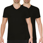 ATHENA Lot De 2 Tee-shirts Col V Homme Easy Color Noir