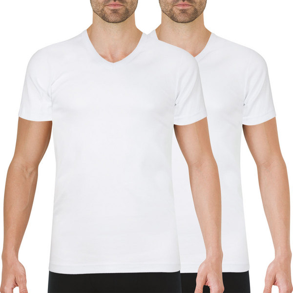 ATHENA Lot De 2 Tee-shirts Col V Homme Easy Color Blanc 1090869