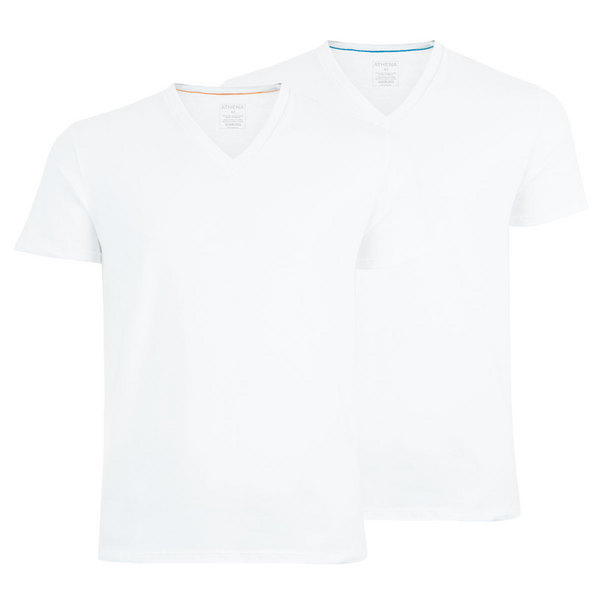 ATHENA Lot De 2 Tee-shirts Col V Homme Easy Color Blanc Photo principale