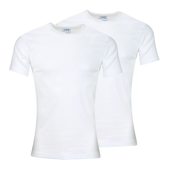 ATHENA Lot De 2 Tee-shirts Col Rond Homme Coton Bio Blanc Photo principale