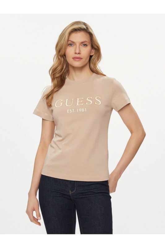 GUESS Tshirt Logo Brod Paillet  -  Guess Jeans - Femme G1L9 FAWN TAUPE 1090928