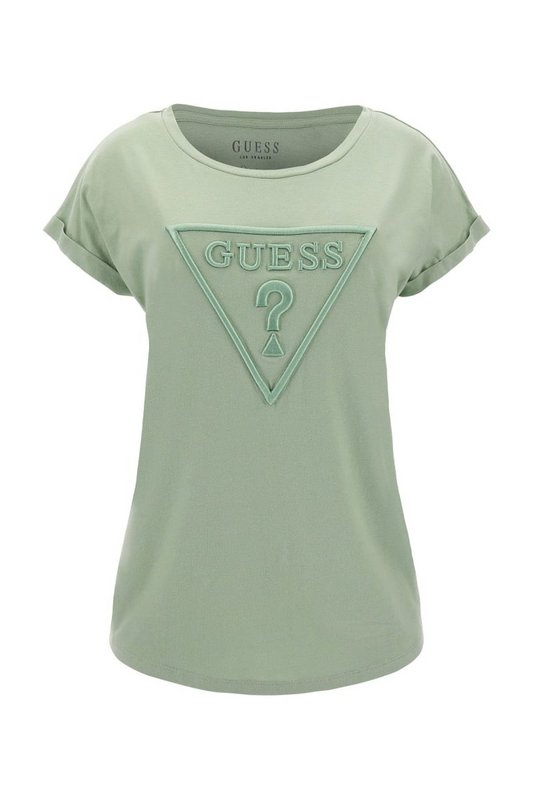 GUESS Tshirt Gros Logo Triangle Brod  -  Guess Jeans - Femme G8E7 GREEN AVENTURINE Photo principale
