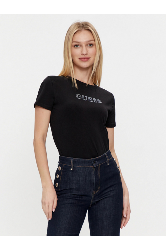 GUESS Tshirt Uni Logo Clout  -  Guess Jeans - Femme JBLK Jet Black A996 1090940
