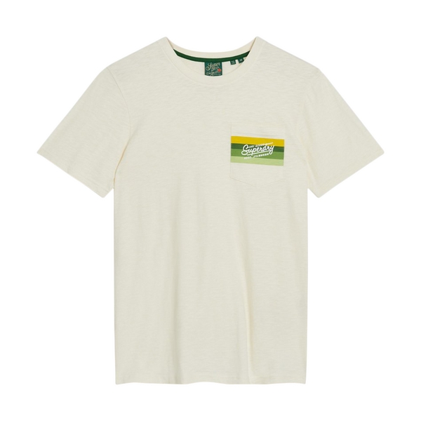 SUPERDRY Tee Shirt Superdry Cali Striped Logo Ecru 1090950