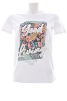 GUESS Tshirt Print Logo Strass  -  Guess Jeans - Femme TWHT TRUE WHITE A000