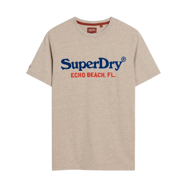 SUPERDRY Tee Shirt Superdry Venue Duo Logo Beige 1090958