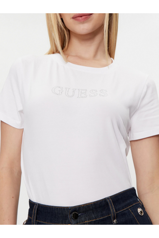 GUESS Tshirt Uni Logo Clout  -  Guess Jeans - Femme G011 Pure White Photo principale