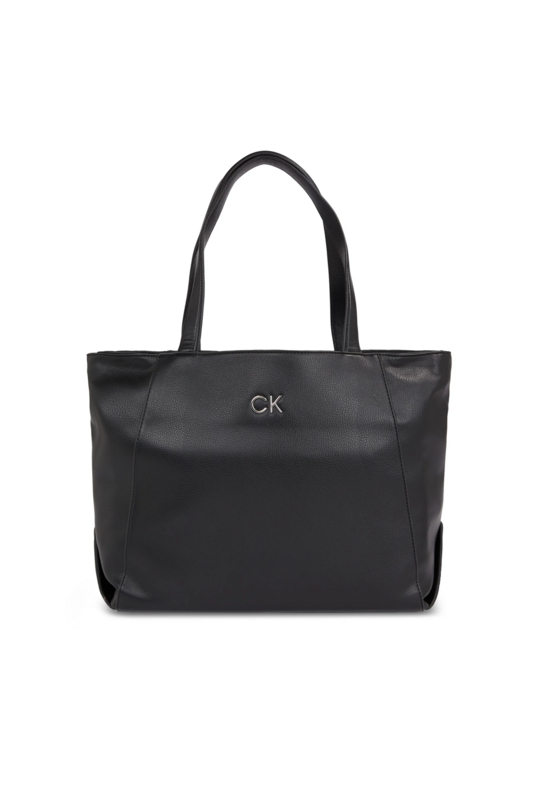 CALVIN KLEIN Sac Cabas Cuir Pu Logo Mtal  -  Calvin Klein - Femme BEH Ck Black 1090990