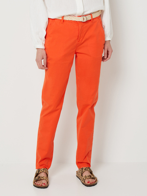 ESPRIT Pantalon Chino Avec Ceinture En Paille Orange