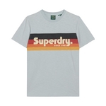 SUPERDRY Tee Shirt Superdry Cali Striped Logo Bleu Mer