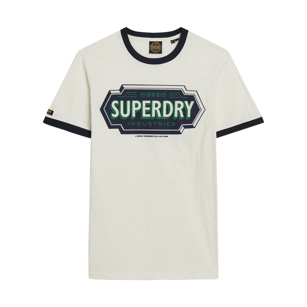 SUPERDRY Tee Shirt Superdry Ringer Workwear Graphic Blanc Marine Eclipse 1091073