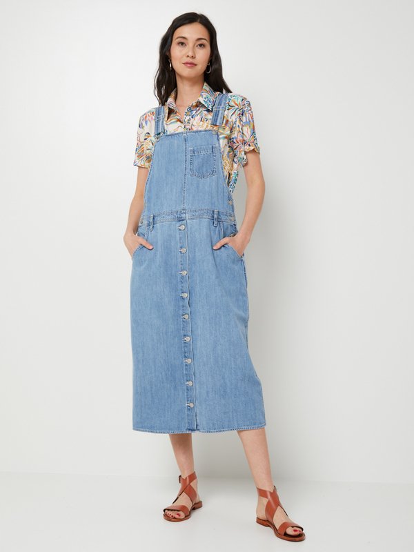 LEVI'S Robe Salopette Midi En Jean Bleu