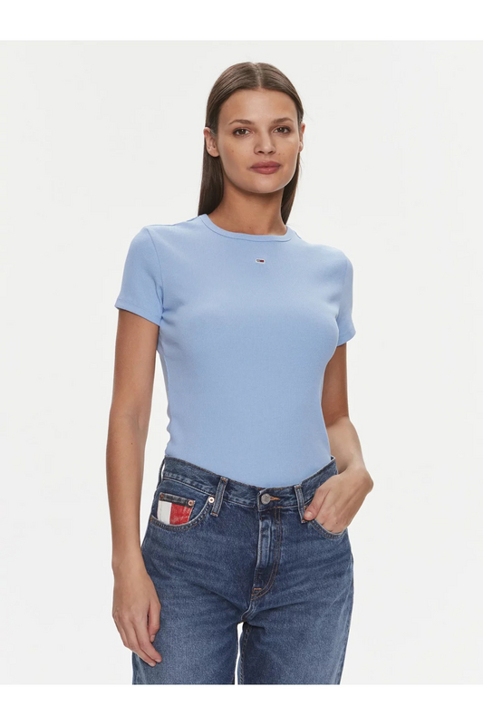 TOMMY JEANS Tshirt Slim Coton Stretch Ctel  -  Tommy Jeans - Femme C3S Moderate Blue Photo principale