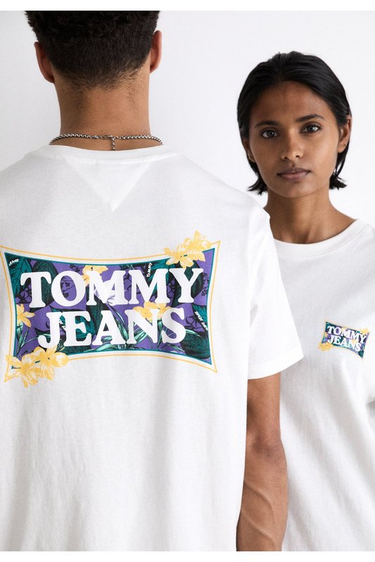 TOMMY JEANS Tshirt Coton Bio Dos Print  -  Tommy Jeans - Homme YBR White Photo principale