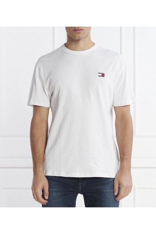 TOMMY JEANS Tshirt Uni Coton Patch Brod  -  Tommy Jeans - Homme YBR White 1091149