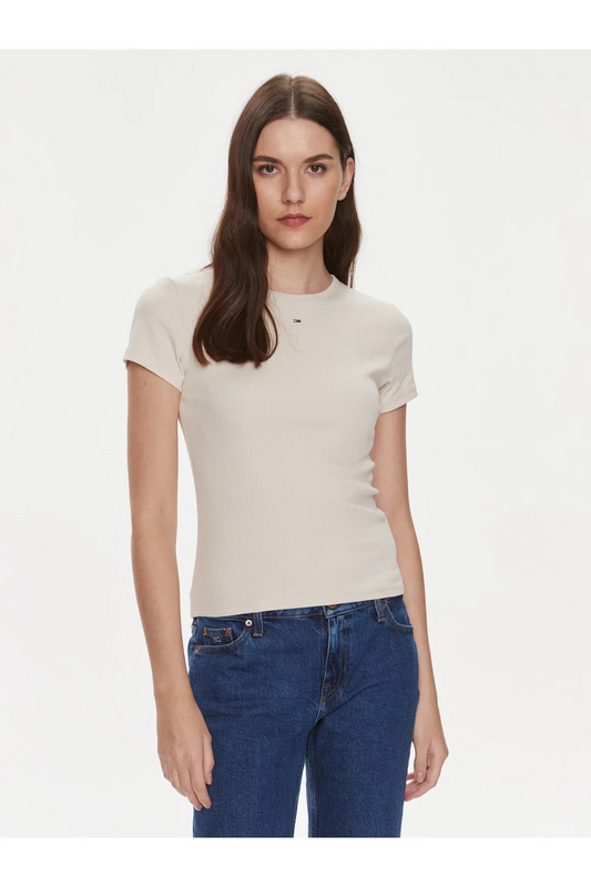 TOMMY JEANS Tshirt Slim Coton Stretch Ctel  -  Tommy Jeans - Femme ACG Newsprint