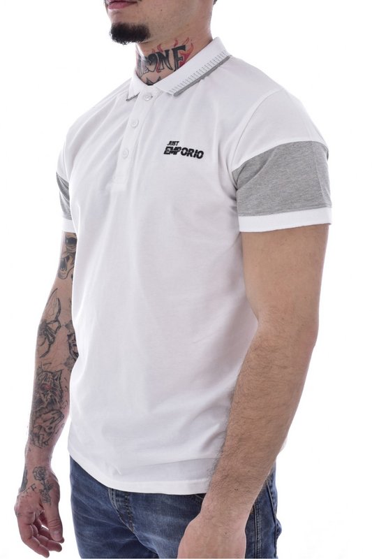JUST EMPORIO Polo Stretch Logo Relief  -  Just Emporio - Homme WHITE/GREY MEL 1091533