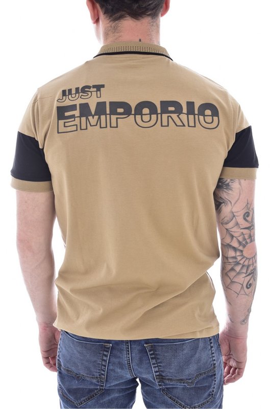 JUST EMPORIO Polo Stretch Logo Relief  -  Just Emporio - Homme SAFARI BEIGE/BLACK Photo principale