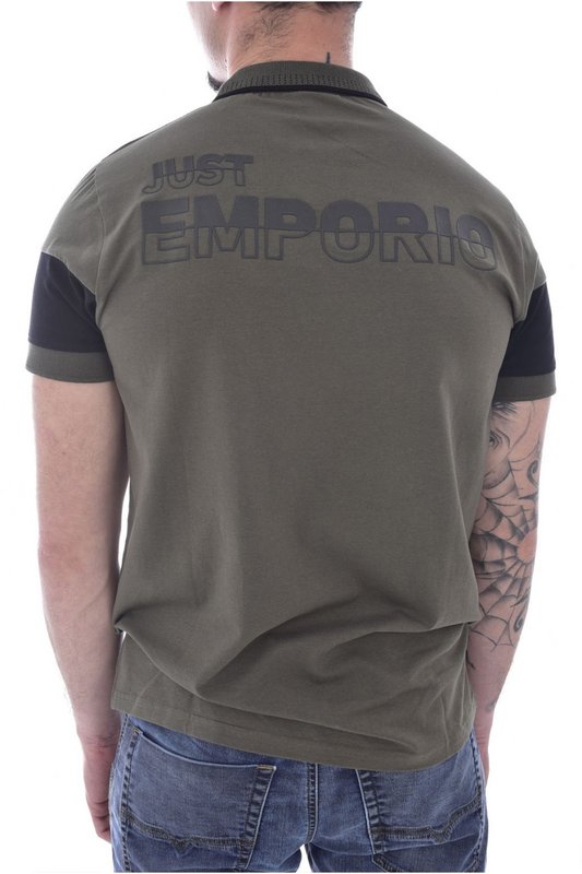 JUST EMPORIO Polo Stretch Logo Relief  -  Just Emporio - Homme KHAKI/BLACK Photo principale
