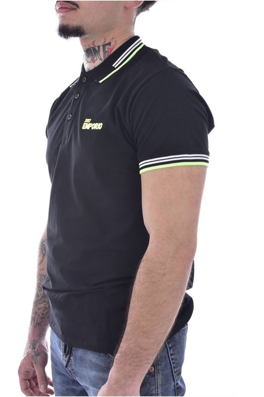 JUST EMPORIO Polo Stretch Logo Relief  -  Just Emporio - Homme BLACK/ YELLOW FLUO 1091545