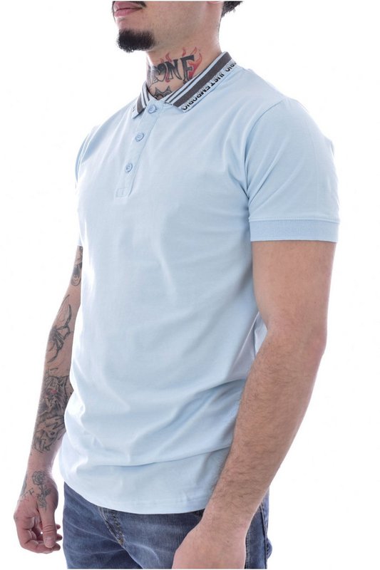 JUST EMPORIO Tshirt Col Polo Coton Stretch  -  Just Emporio - Homme LT BLUE 1091552