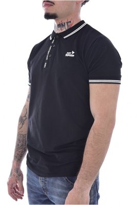 JUST EMPORIO Polo Coton Stretch Logo Print  -  Just Emporio - Homme BLACK