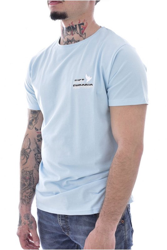 JUST EMPORIO Tshirt Stretch Gros Logo Dos  -  Just Emporio - Homme LT BLUE 1091638