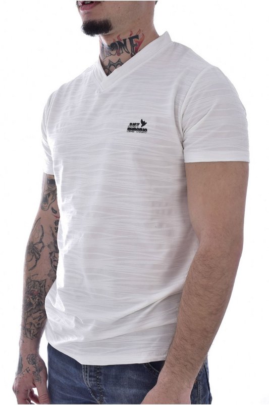 JUST EMPORIO Tshirt Stretch Col V  -  Just Emporio - Homme WHITE 1091644