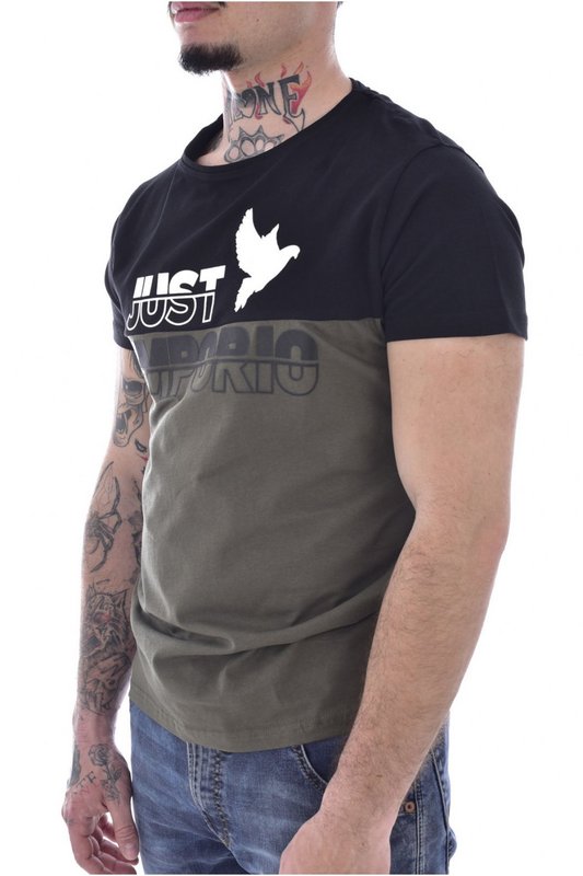 JUST EMPORIO Tshirt Stretch Gros Logo Coll  -  Just Emporio - Homme KHAKI/BLACK 1091661
