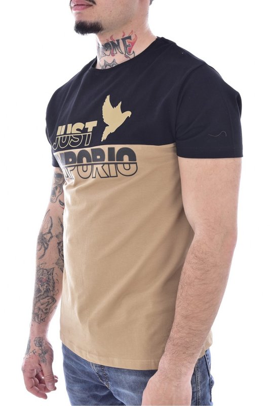 JUST EMPORIO Tshirt Stretch Gros Logo Coll  -  Just Emporio - Homme SAFARI BEIGE/BLACK 1091663