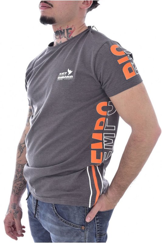JUST EMPORIO Tshirt Coton Stretch Logo Latral  -  Just Emporio - Homme ANTHRA MEL 1091682