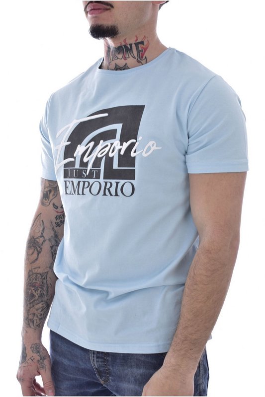 JUST EMPORIO Tshirt Coton Stretch Gros Logo  -  Just Emporio - Homme LT BLUE 1091696