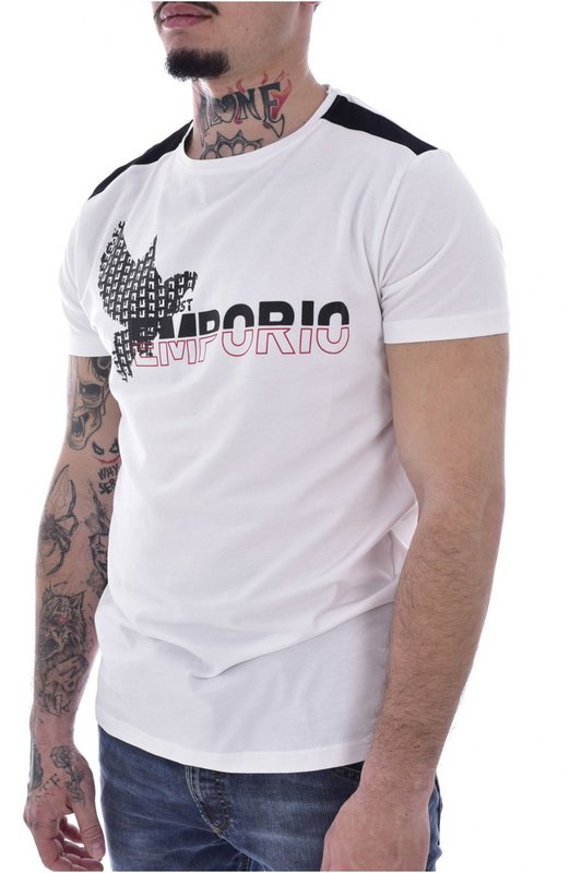JUST EMPORIO Tshirt Stretch Gros Logo Print Relief  -  Just Emporio - Homme WHITE/BLACK 1091715