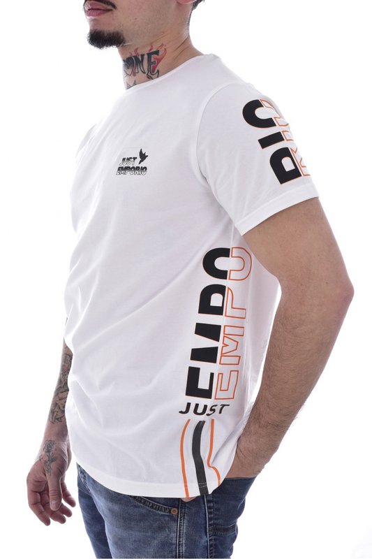 JUST EMPORIO Tshirt Coton Stretch Logo Latral  -  Just Emporio - Homme WHITE 1091806