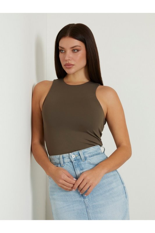 GUESS Top Stretch Dos Ouvert  -  Guess Jeans - Femme G1EL GENERAL BROWN Photo principale