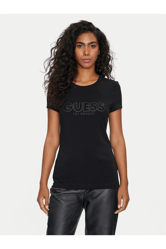 GUESS Tshirt Stretch Logo Fantaisie  -  Guess Jeans - Femme JBLK Jet Black A996 1092063