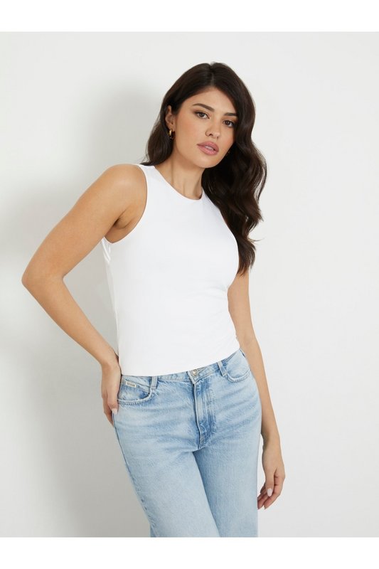 GUESS Top Stretch Dos Ouvert  -  Guess Jeans - Femme G011 Pure White Photo principale