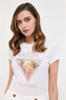 GUESS Tshirt Print Et Strass  -  Guess Jeans - Femme G011 Pure White